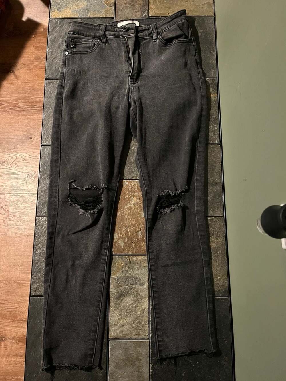 Kancan KC8008BK Distressed Black Skinny Jeans Size 9/28